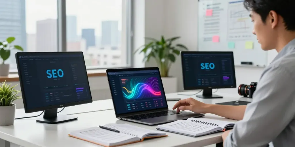 Digital marketing expert focusing on instant indexing strategies in a modern workspace.