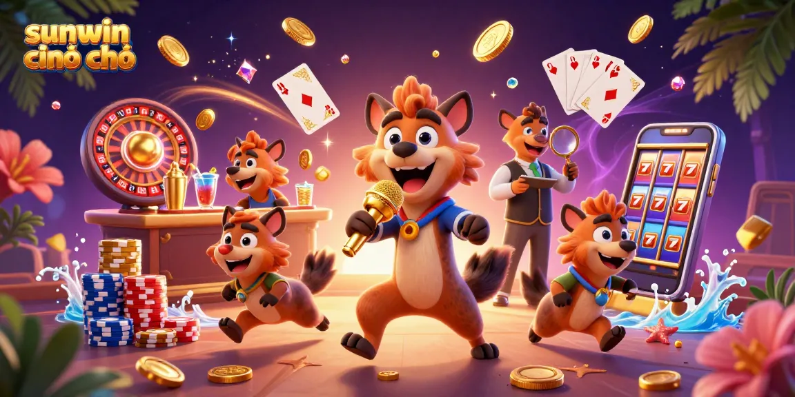 Experience sunwin chính chủ with vibrant 3D hyenas running a comedy casino club, showcasing lively gaming elements.