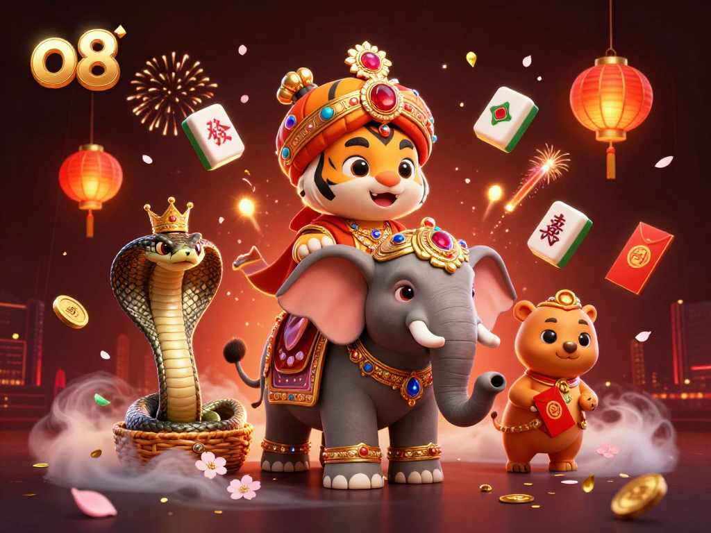 Experience thrilling casino vibes with o8 in a vibrant 3D illustration featuring an Indian maharaja and lucky charms.