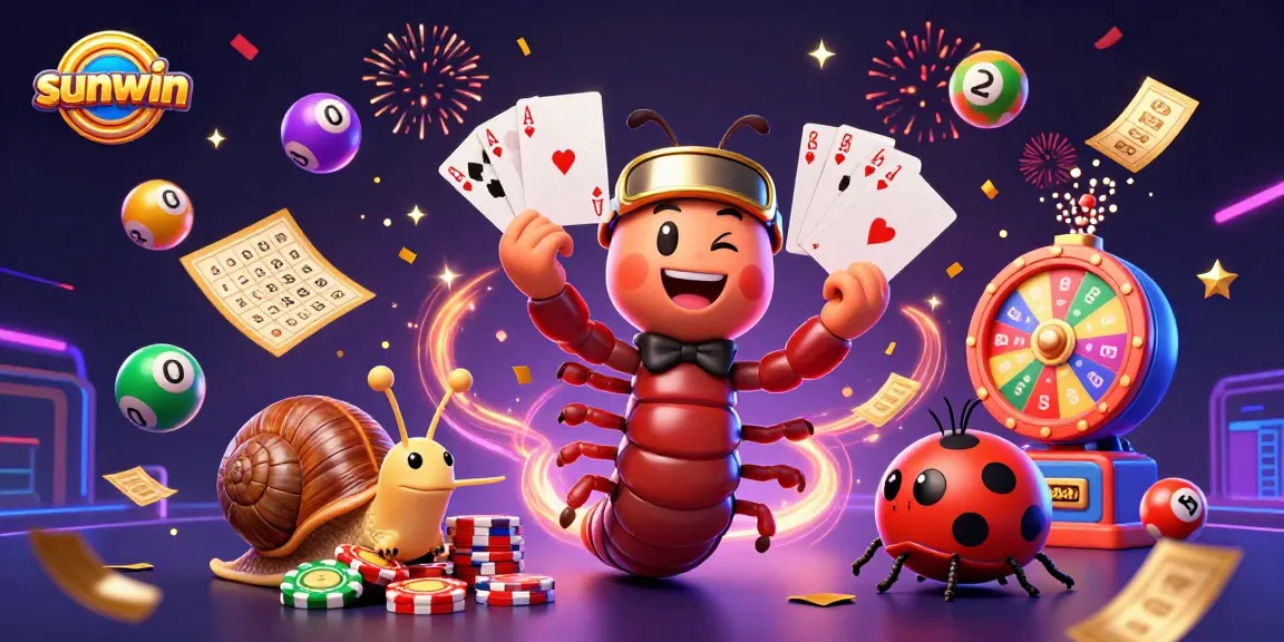Sunwin's thrilling gaming scene with a unique millipede dealer and vibrant lottery elements.
