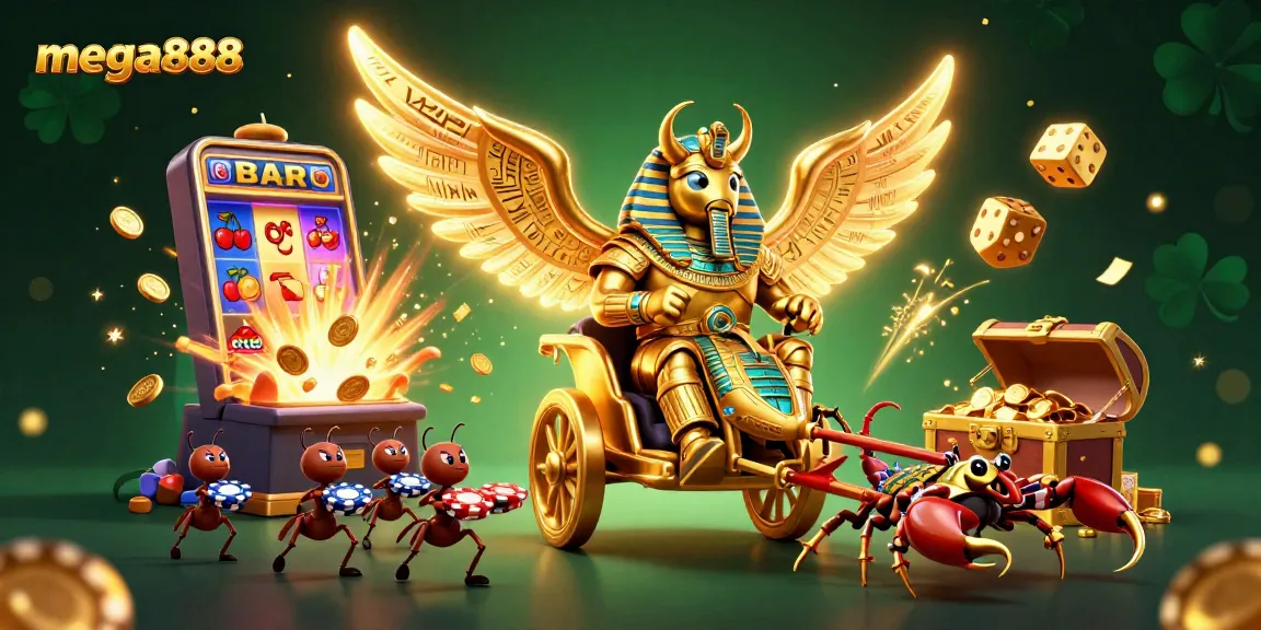 Spin and win on mega888 with a vibrant jackpot scene featuring dynamic casino elements.