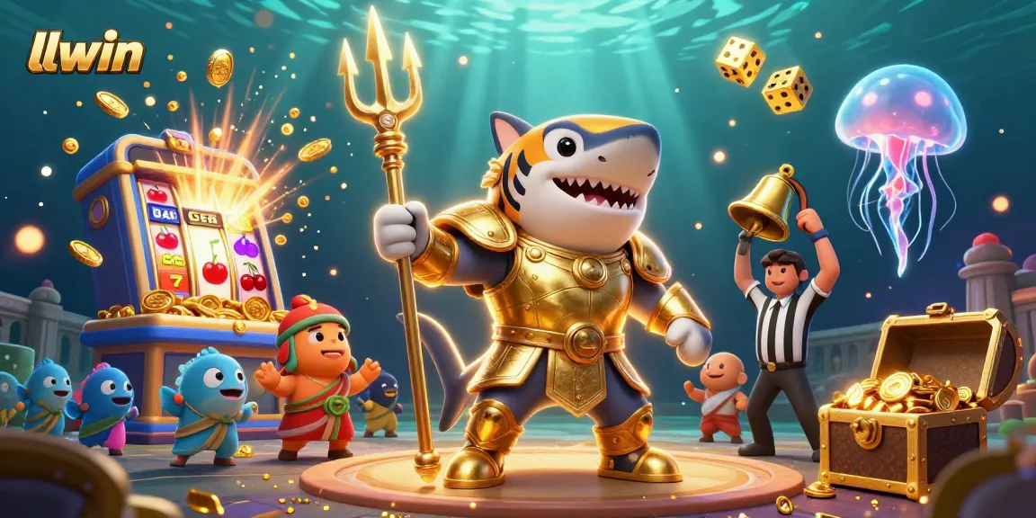 Experience thrilling gameplay at llwin with a playful tiger shark and vibrant casino elements.