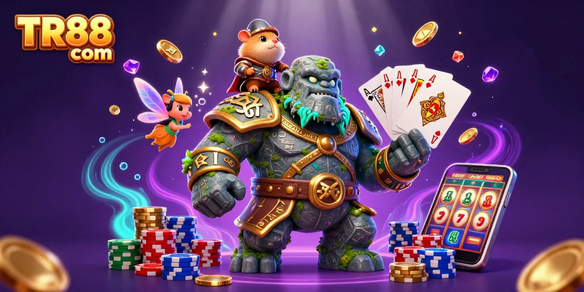 Experience the excitement with TR88 com's vibrant casino scene featuring sparkling magic and winning symbols.