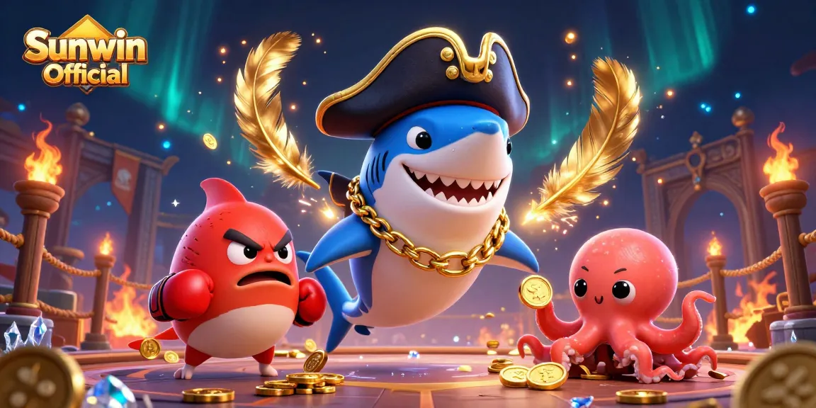 Experience the thrill of Sunwin Official with pirate characters and vibrant casino elements