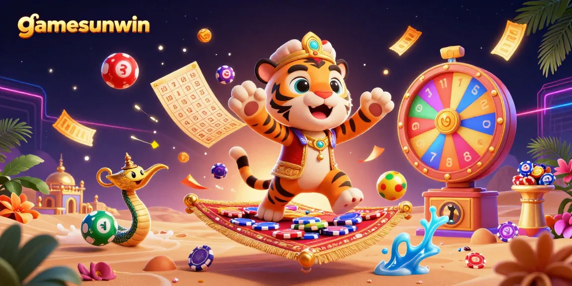 Experience the thrill of gamesunwin where colorful lottery elements and a magical casino landscape come alive.
