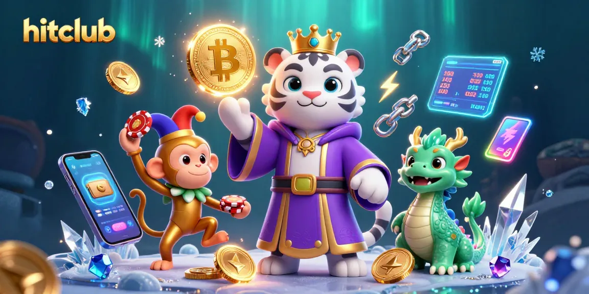 Experience thrilling action at hitclub with a vibrant scene featuring a whimsical tiger, monkey, and dragon amidst casino elements.
