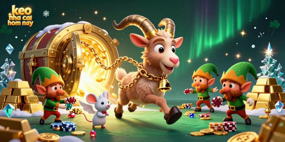 Engage with keo nha cai hom nay in a chaotic holiday-horror casino scene filled with treasure and mischief.